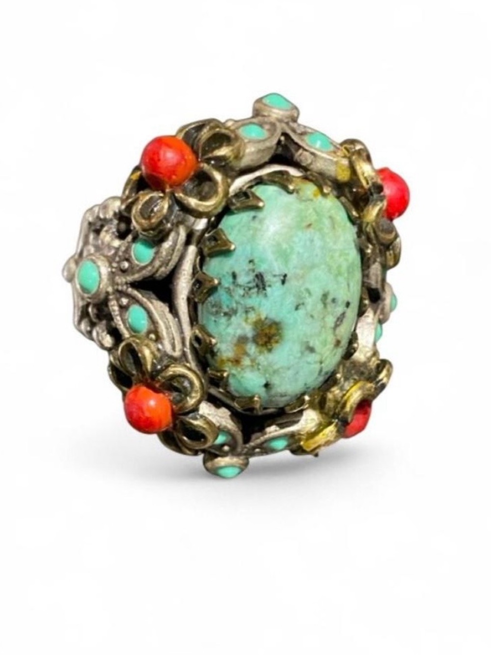 Sterling Silver Ollipop Turquoise Statement Ring - Women Jewelry